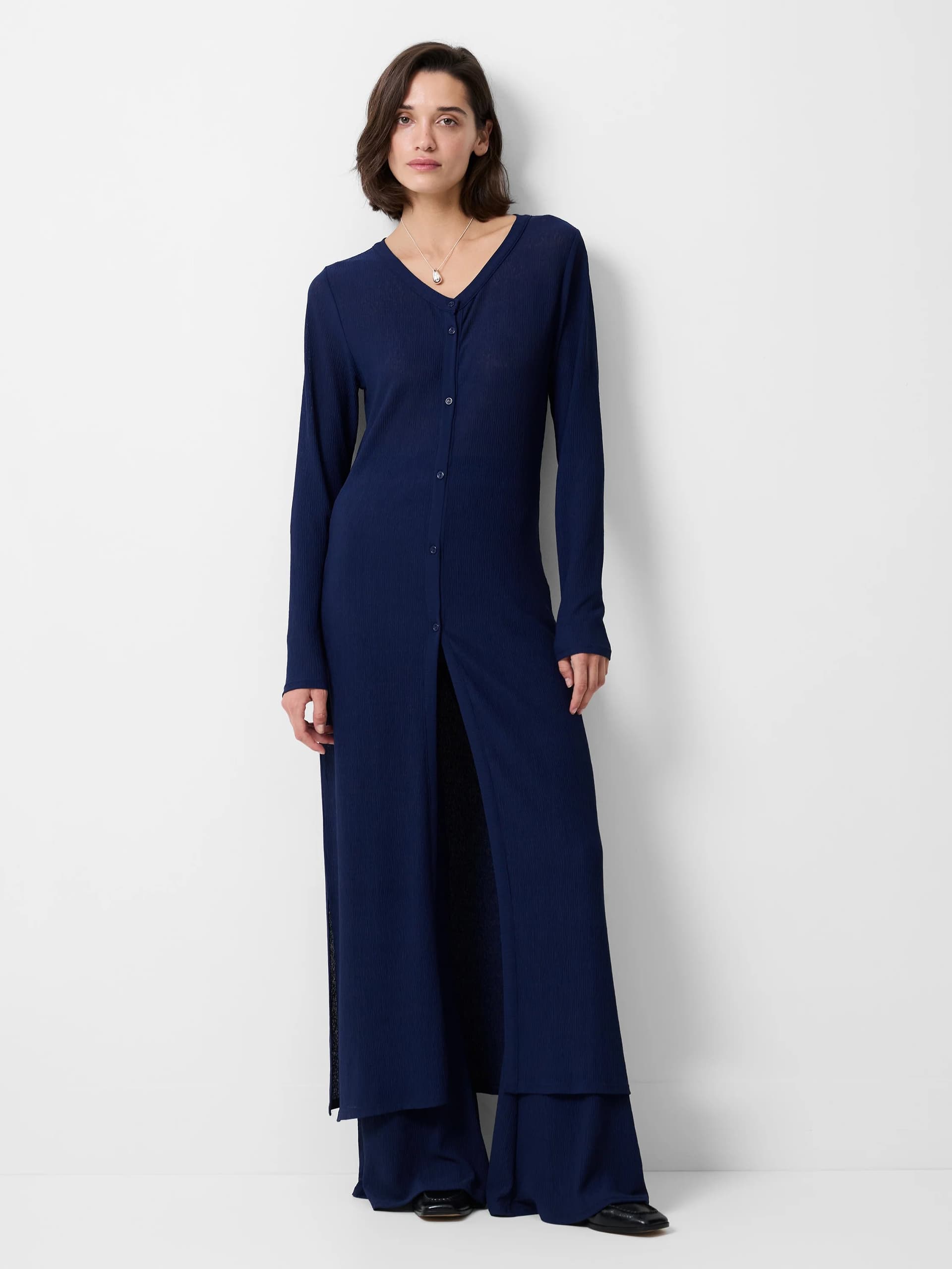 French Connection Meera Jersey Long Cardigan Washed Indigo