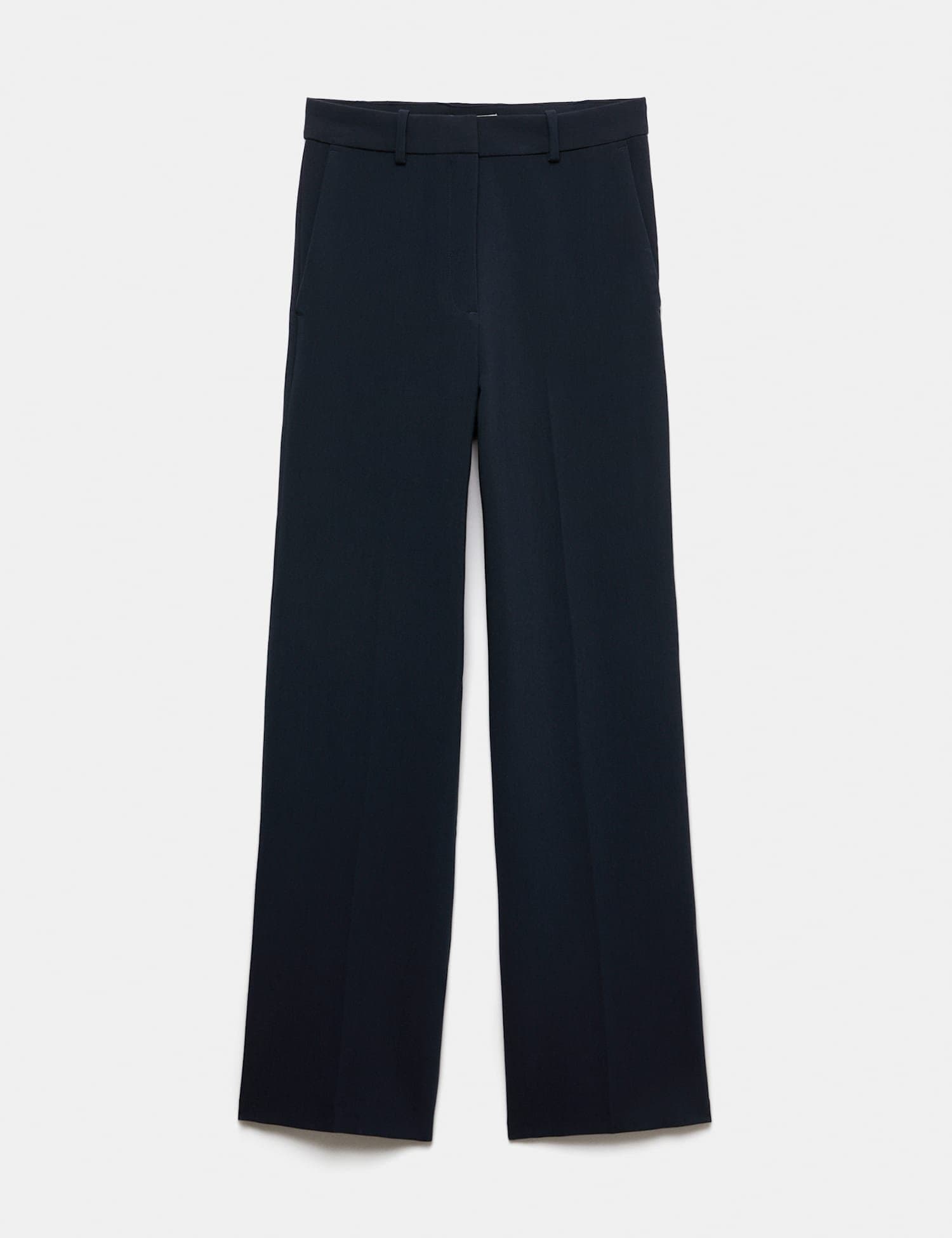 Marks & Spencer M&S Woven Straight Leg Trousers with Stretch Dark Navy