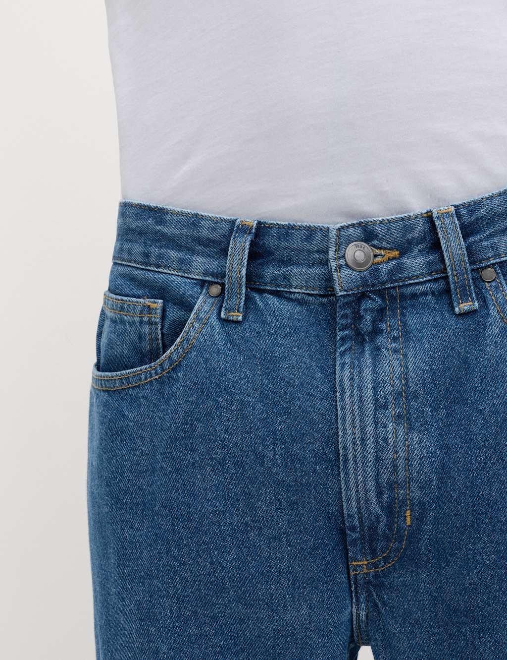 Marks & Spencer M&S Straight Fit Pure Cotton Jeans Medium Blue - 2