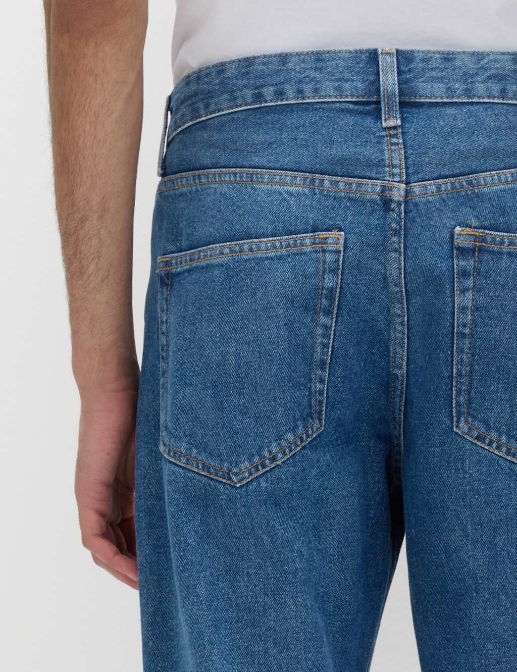 Marks & Spencer M&S Straight Fit Pure Cotton Jeans Medium Blue - 3