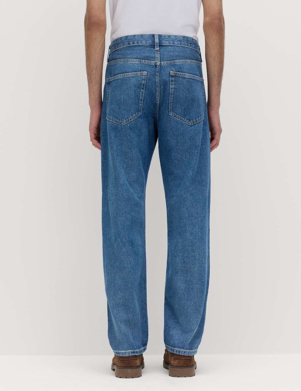 Marks & Spencer M&S Straight Fit Pure Cotton Jeans Medium Blue - 4