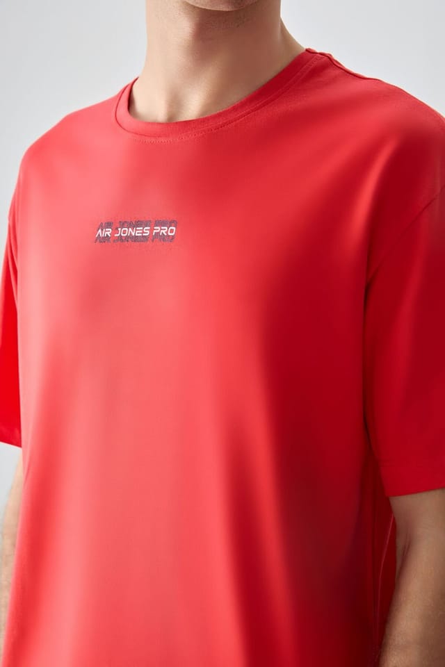 Tommy Life Tommy Life Men's Oversized Cotton Crew Neck Printed T-Shirt in Red - 3
