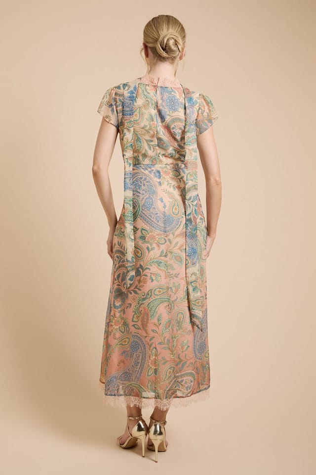 Oasis Oasis Women's Fluted Sleeve Midaxi Dress With Neck Scarf Detail - 3