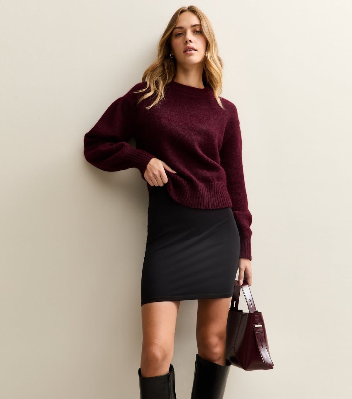 New Look Women's Black Stretch Cotton Tube Mini Skirt New Look