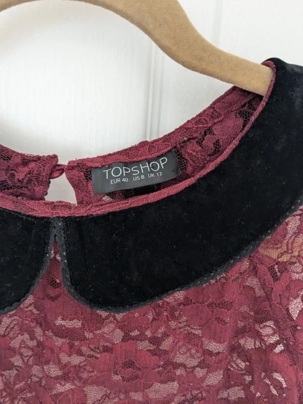 Topshop Topshop lace burgundy crop top 12