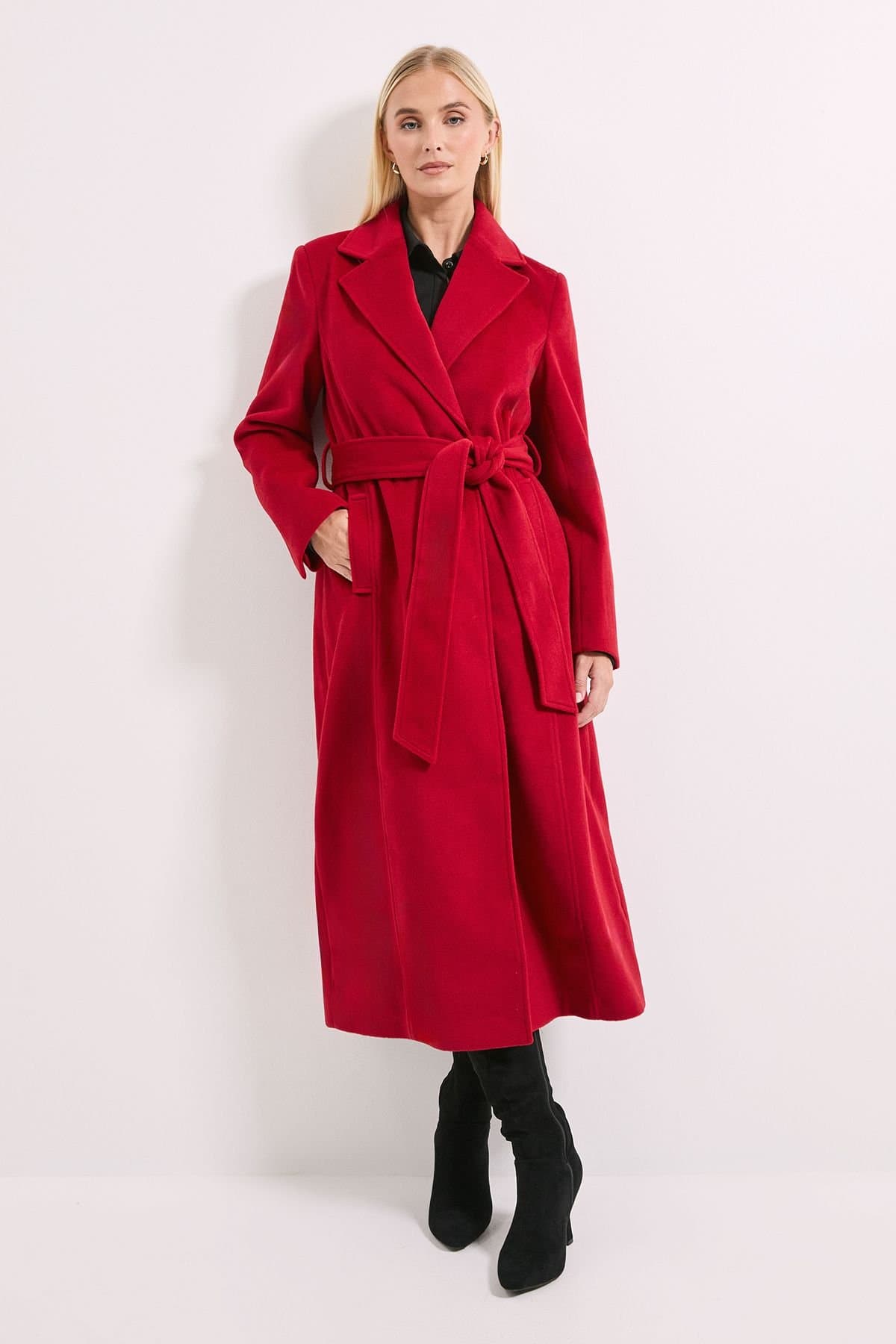 Wallis Wallis Women's Principles by Belted Maxi Coat in Red