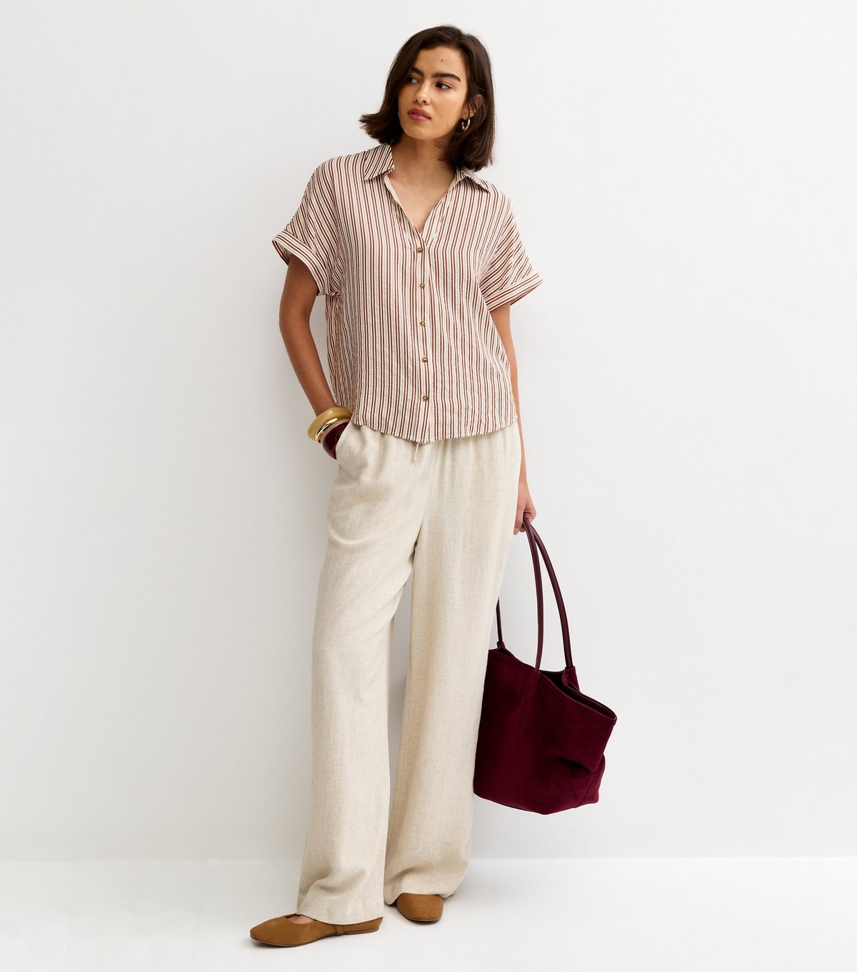 New Look Women's Red Seersucker Stripe Shirt New Look - 2