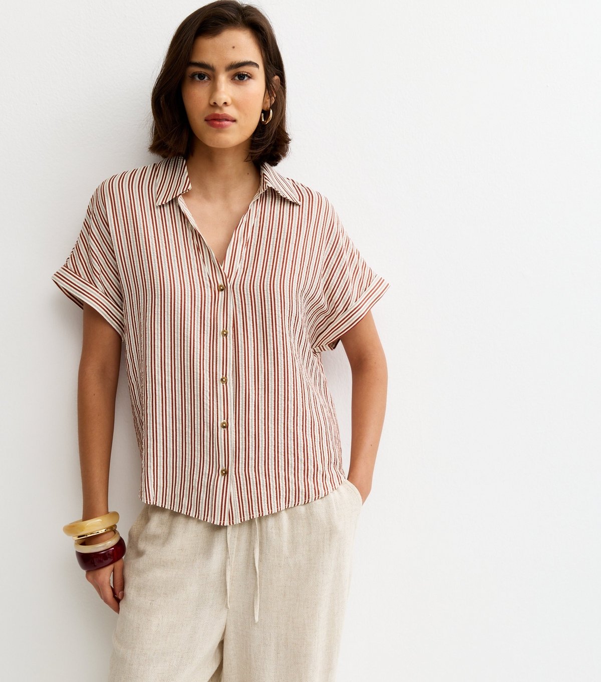 New Look Women's Red Seersucker Stripe Shirt New Look - 3