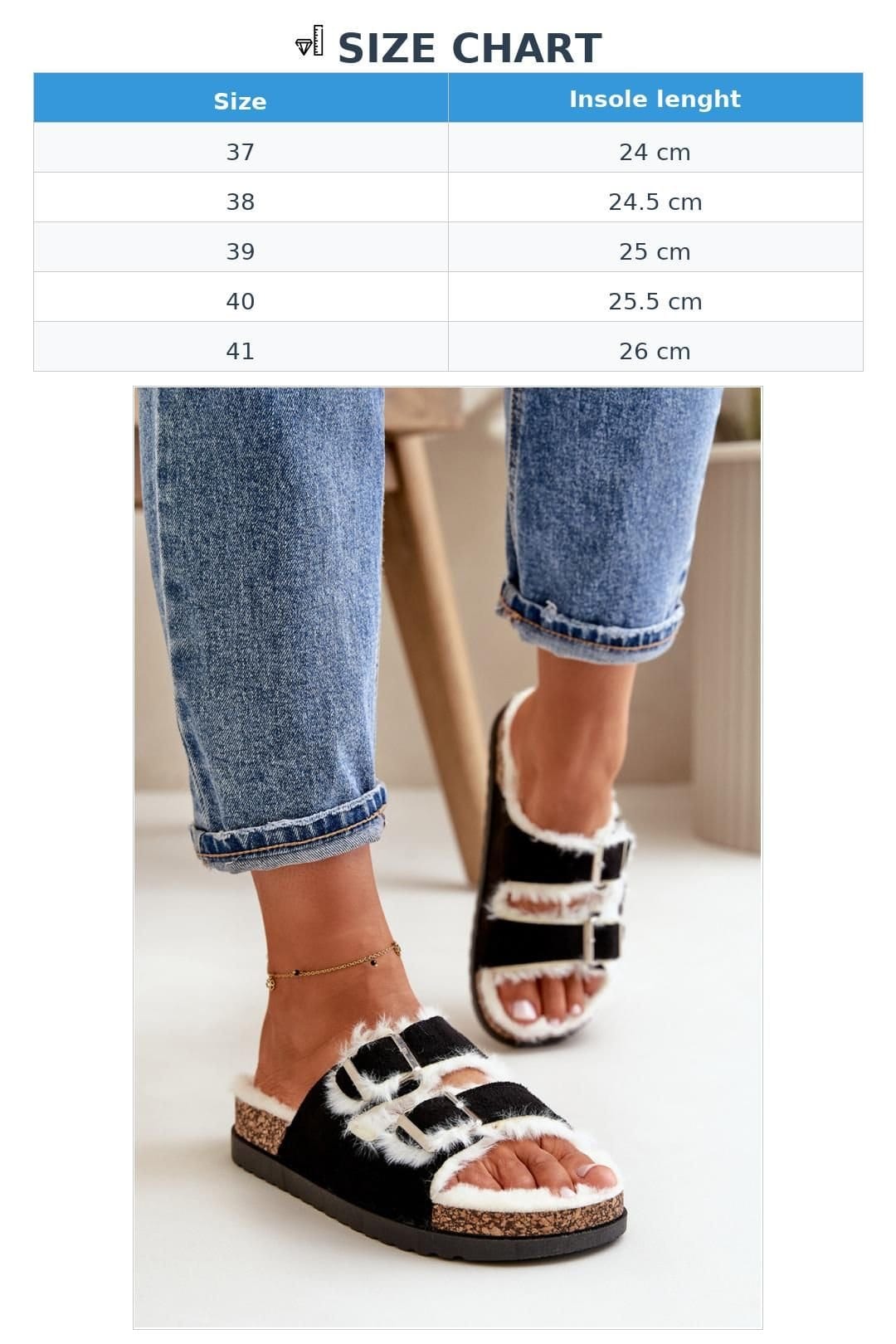 Love Lace Love Lace Women's Fur Lined Adjustable Buckle Platform Home Comfort Slippers in Black - 4