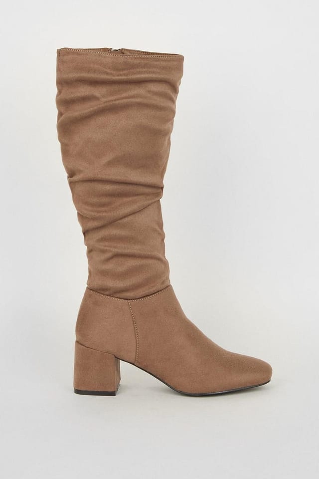 Dorothy Perkins Dorothy Perkins Women's Kaya Ruched Knee High Boots in Taupe - 2