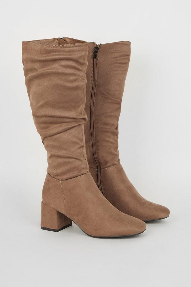 Dorothy Perkins Dorothy Perkins Women's Kaya Ruched Knee High Boots in Taupe - 3