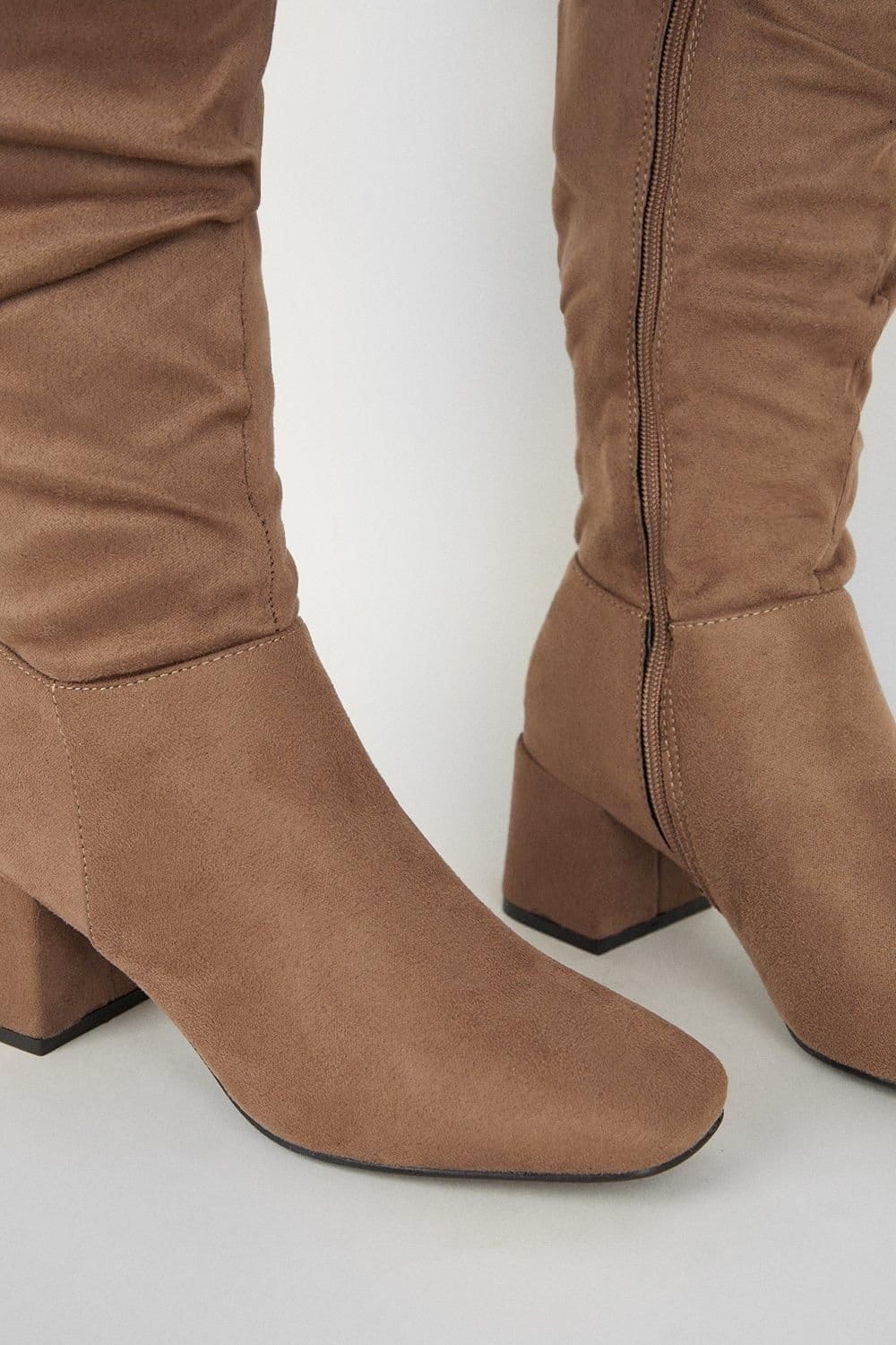 Dorothy Perkins Dorothy Perkins Women's Kaya Ruched Knee High Boots in Taupe - 4