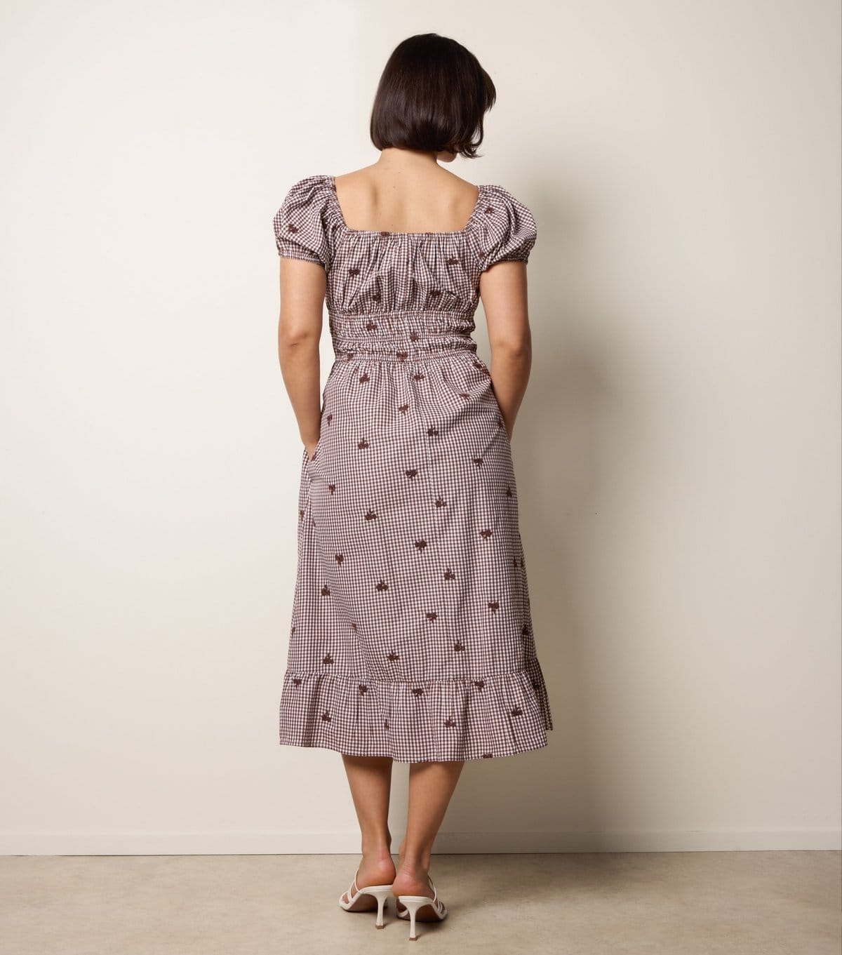 Blue Vanilla Women's Brown Gingham Milkmaid Dress Blue Vanilla New Look - 4
