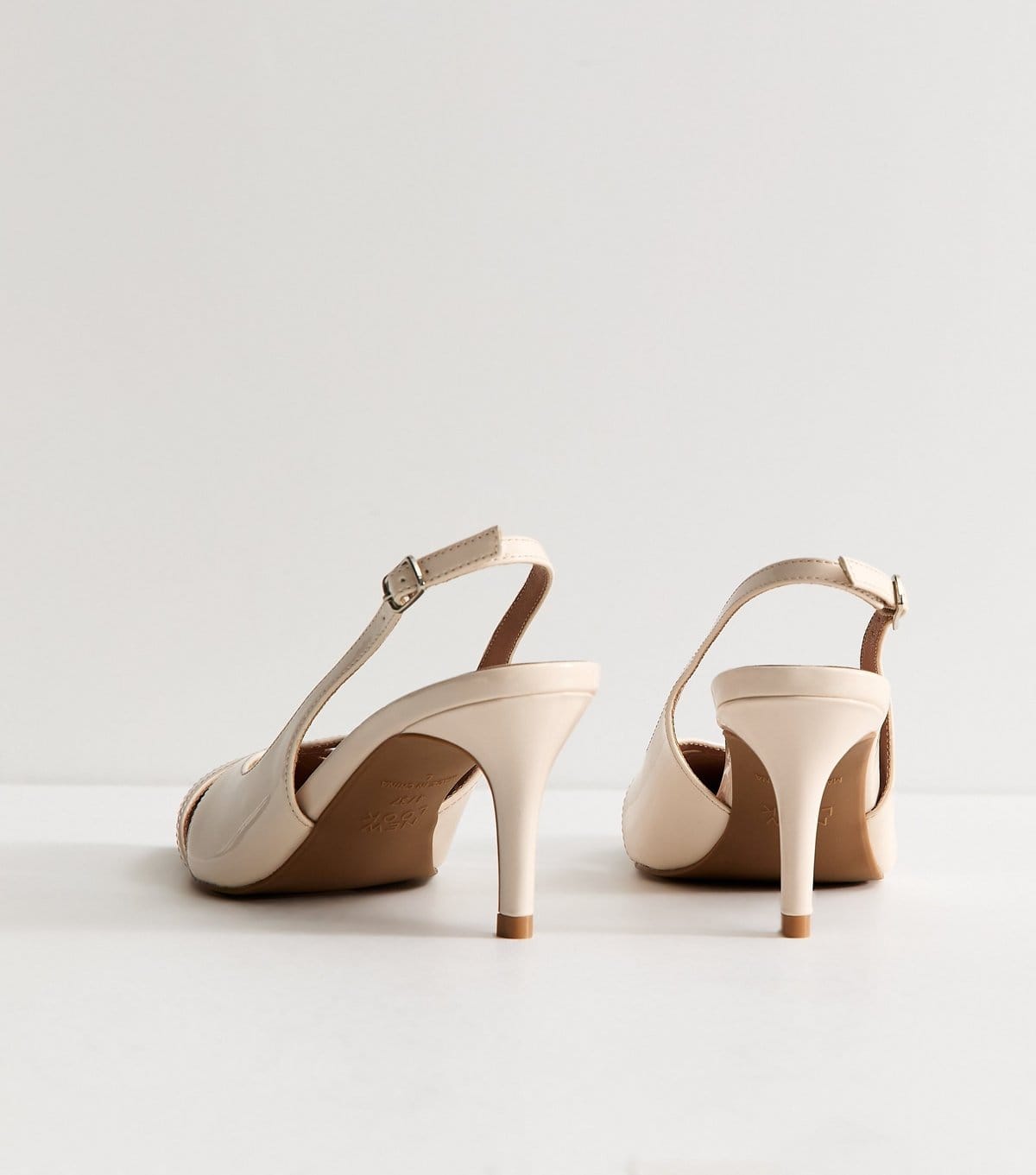 New Look Women's Off White Faux Leather Cut Out Slingback Court Shoes Vegan New Look - 4