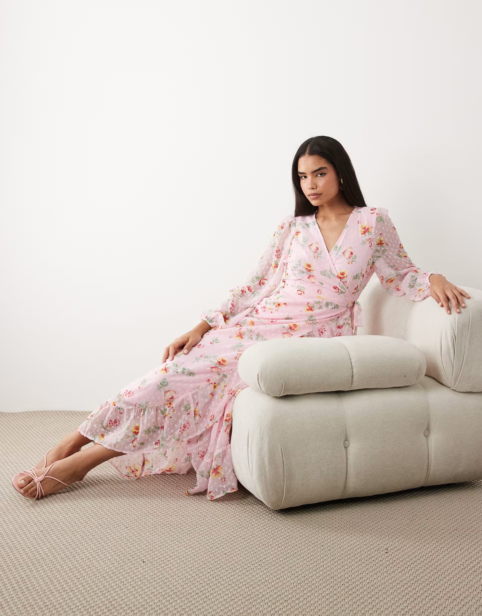 ASOS Cherry Blossom Floral Wrap Maxi Dress