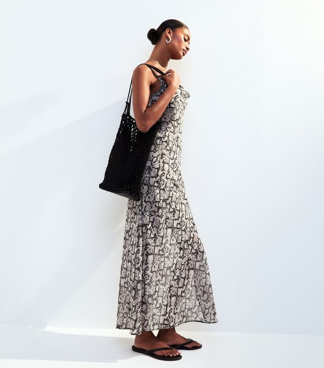 New Look Women's Black Snake Print Cowl Neck Maxi Beach Dress New Look - 2