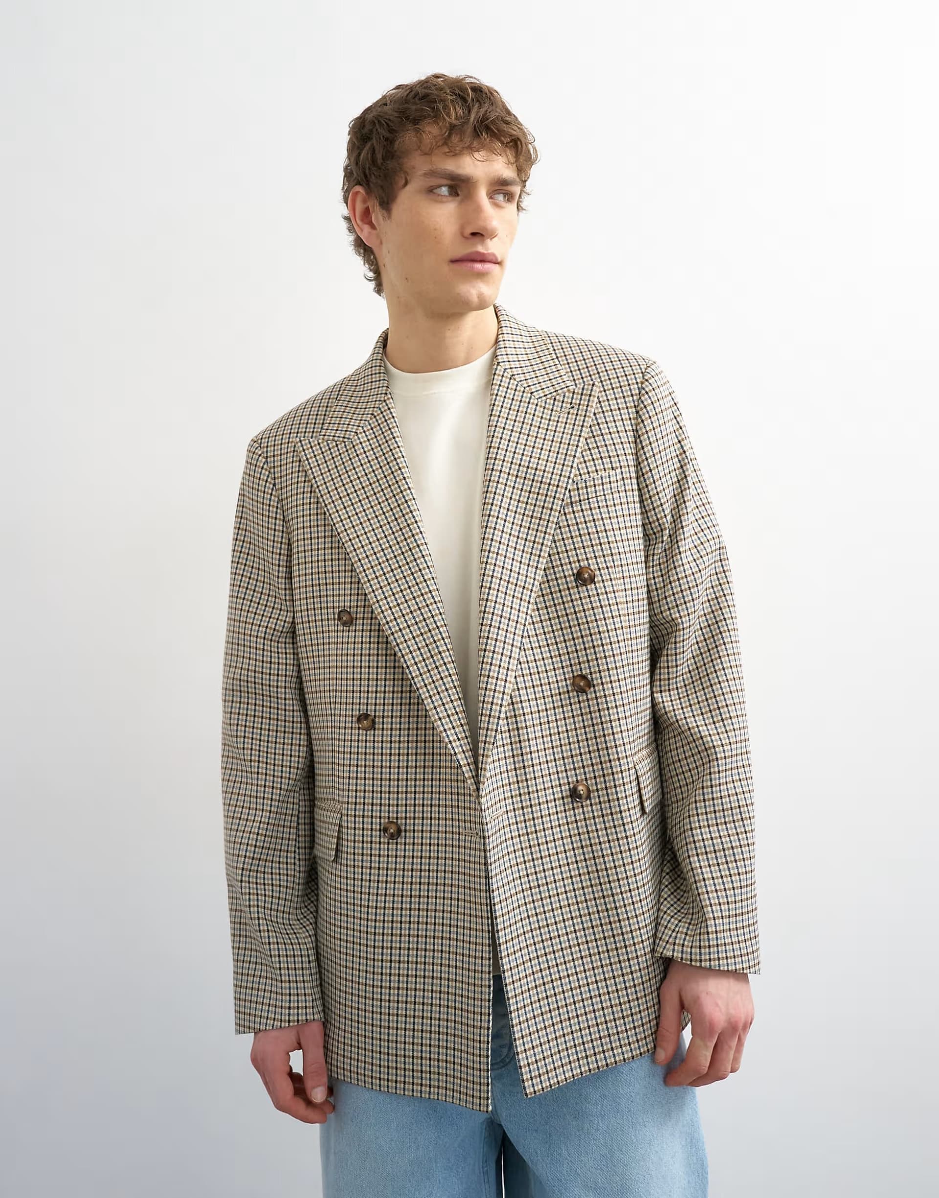 ASOS Topman relaxed gingham check blazer in multi