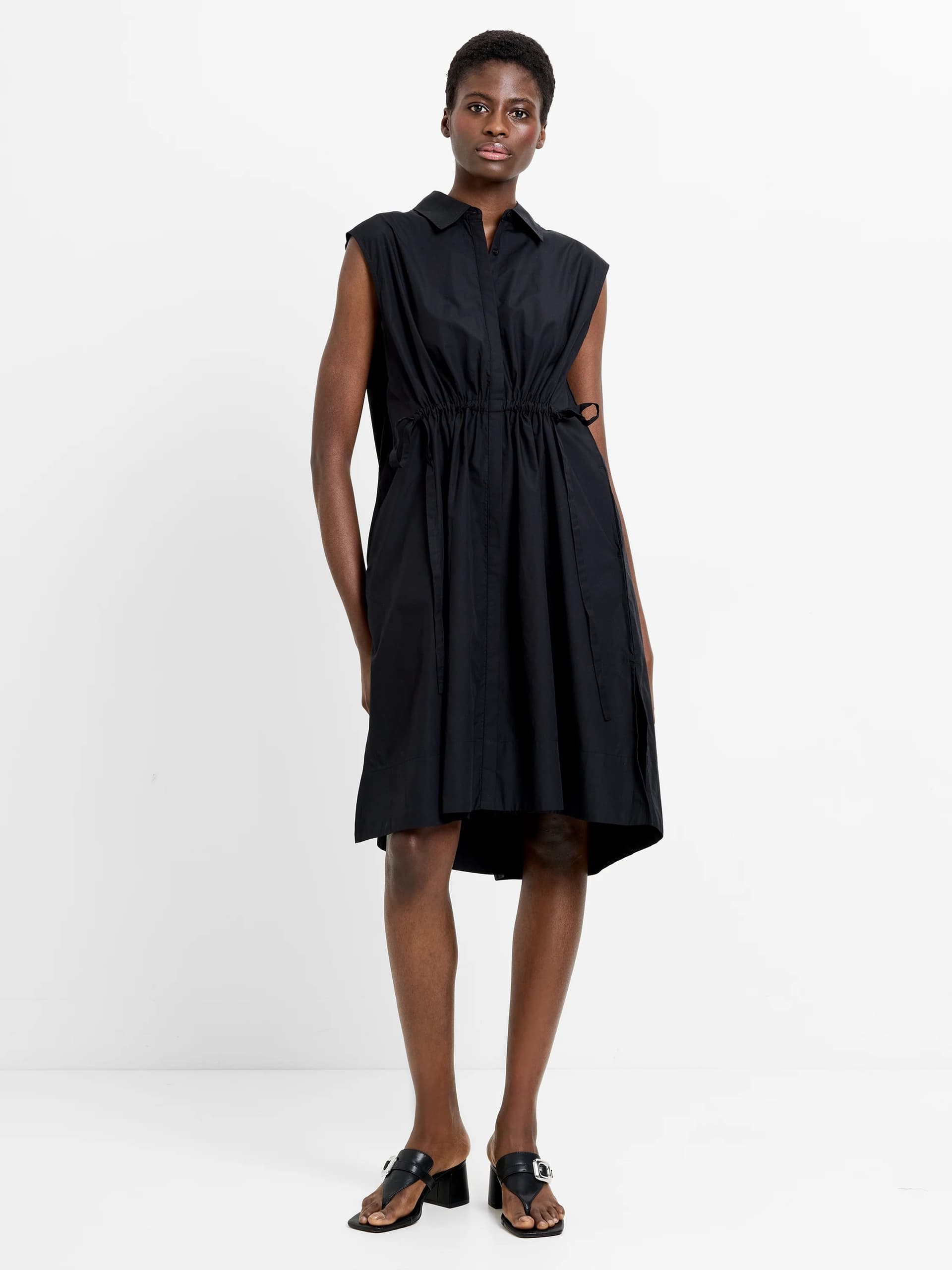 French Connection Poplin Tie Sleeveless Dress Black