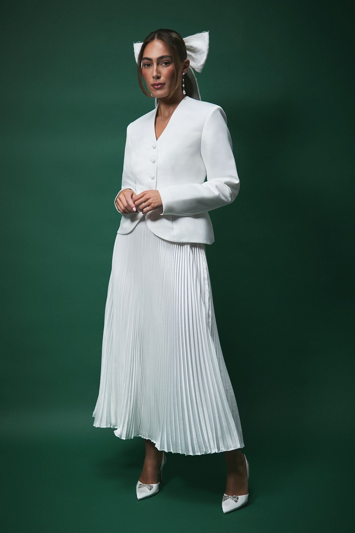 Coast Coast Women's Lisa Tan Pleated Bridal Maxi Skirt in White - 2