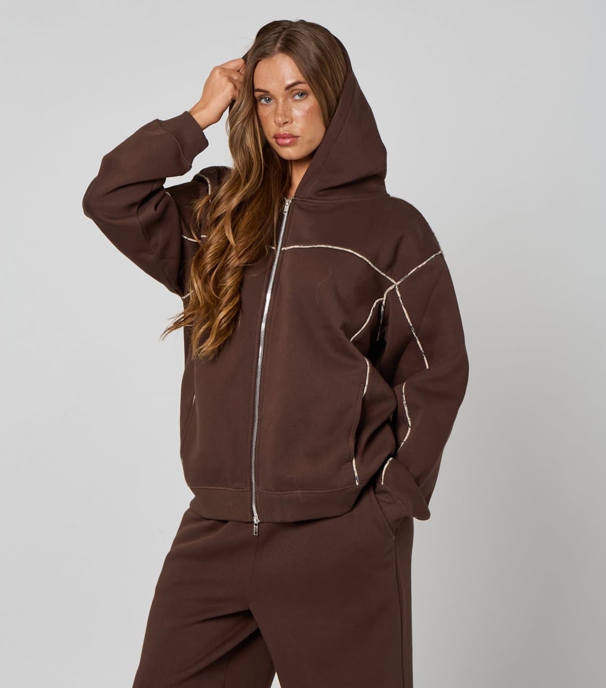 Urban Bliss Women's Brown Piped Zip Up Hoodie Urban Bliss New Look