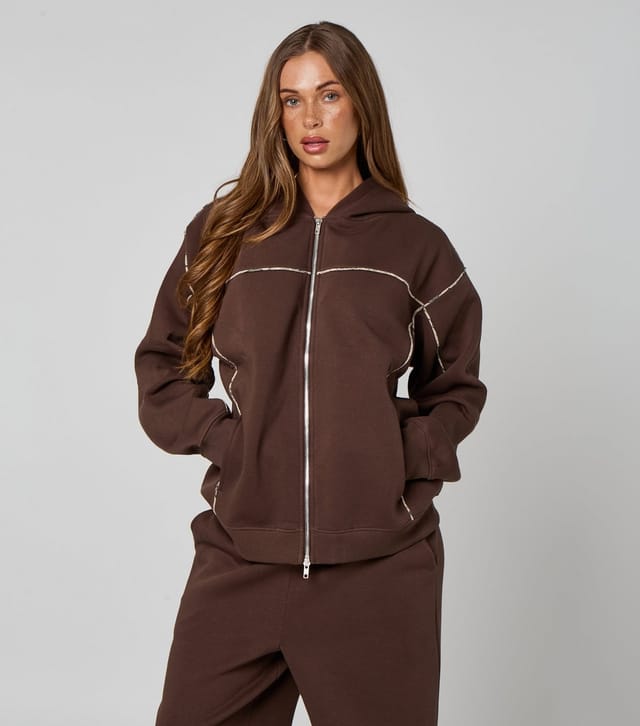 Urban Bliss Women's Brown Piped Zip Up Hoodie Urban Bliss New Look - 2