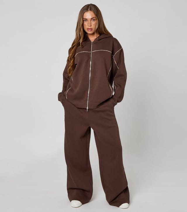 Urban Bliss Women's Brown Piped Zip Up Hoodie Urban Bliss New Look - 3