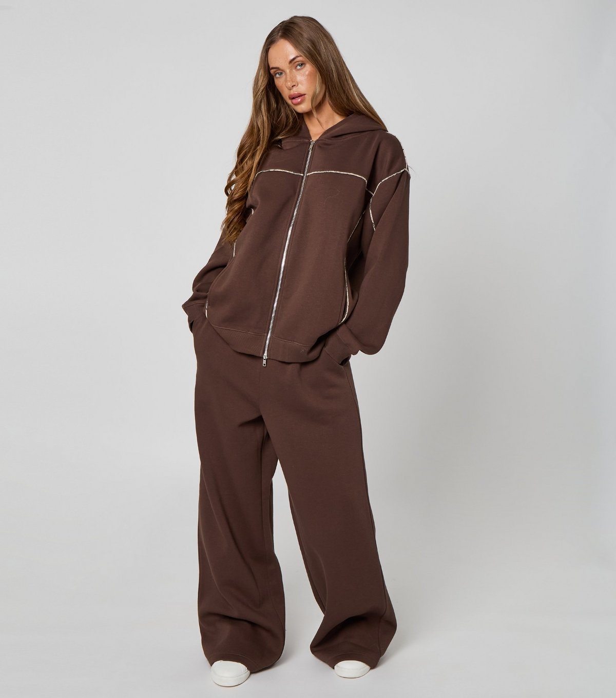 Urban Bliss Women's Brown Piped Zip Up Hoodie Urban Bliss New Look - 4