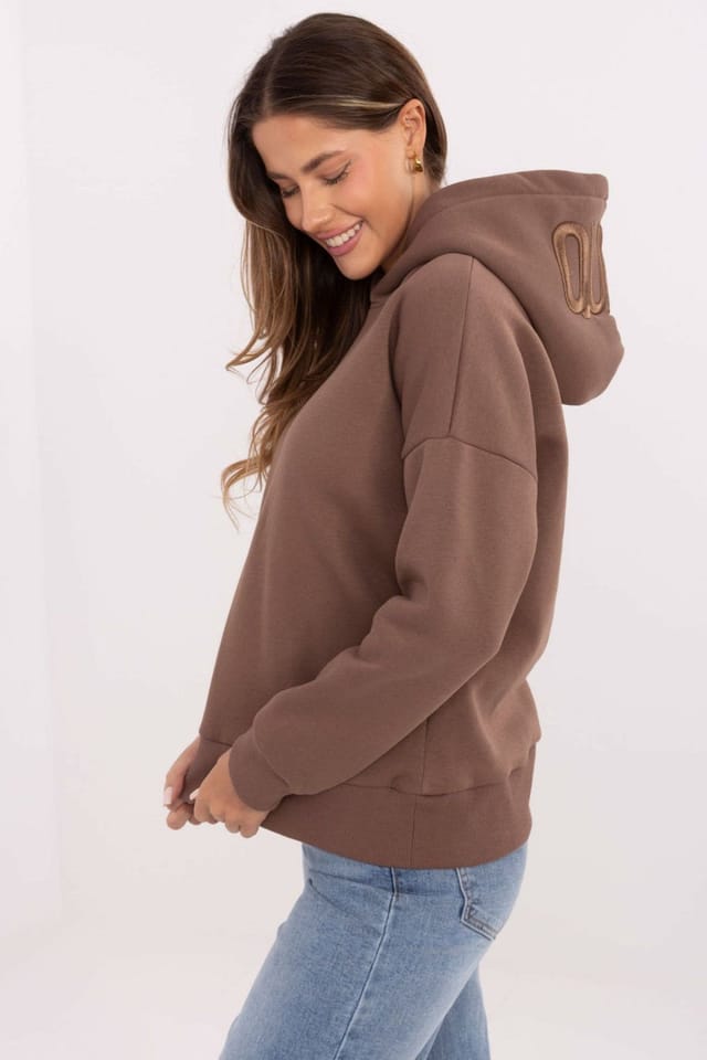 Love Lace Love Lace Women's Soft Cotton Elastane Hooded Sweatshirt Style 220405 in Brown - 2