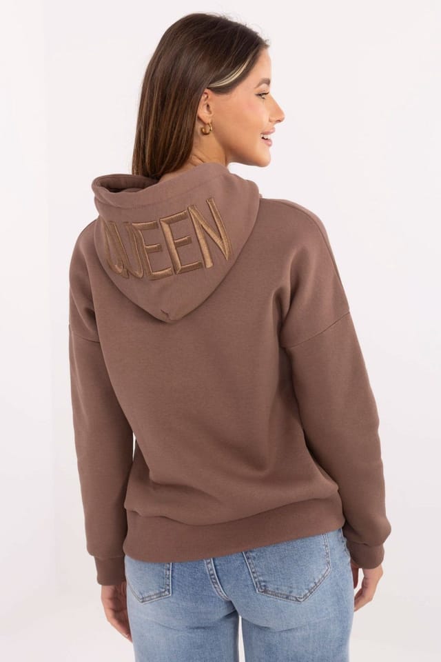 Love Lace Love Lace Women's Soft Cotton Elastane Hooded Sweatshirt Style 220405 in Brown - 3