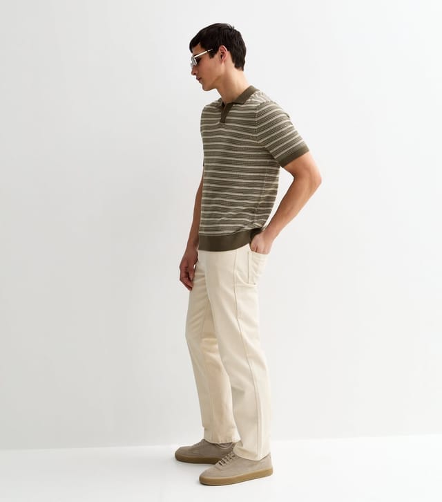 Only and Sons Men's Brown Geometric Knit Polo Shirt Only and Sons New Look - 3