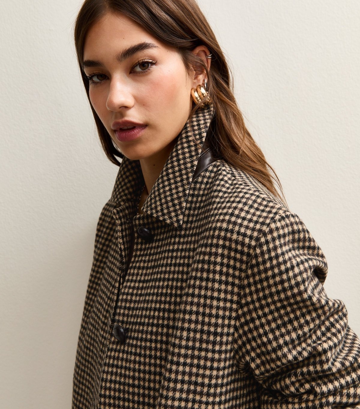 New Look Women's Brown Checked Belted Longline Coat New Look - 3