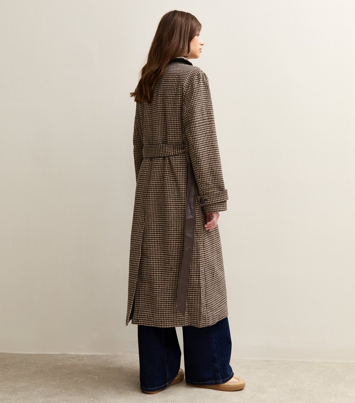 New Look Women's Brown Checked Belted Longline Coat New Look - 4