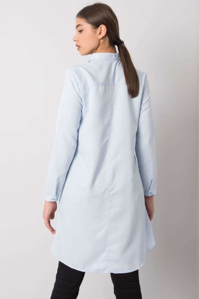 Love Lace Love Lace Women's Long Sleeve Button Down Shirt Longer Back in Blue - 3