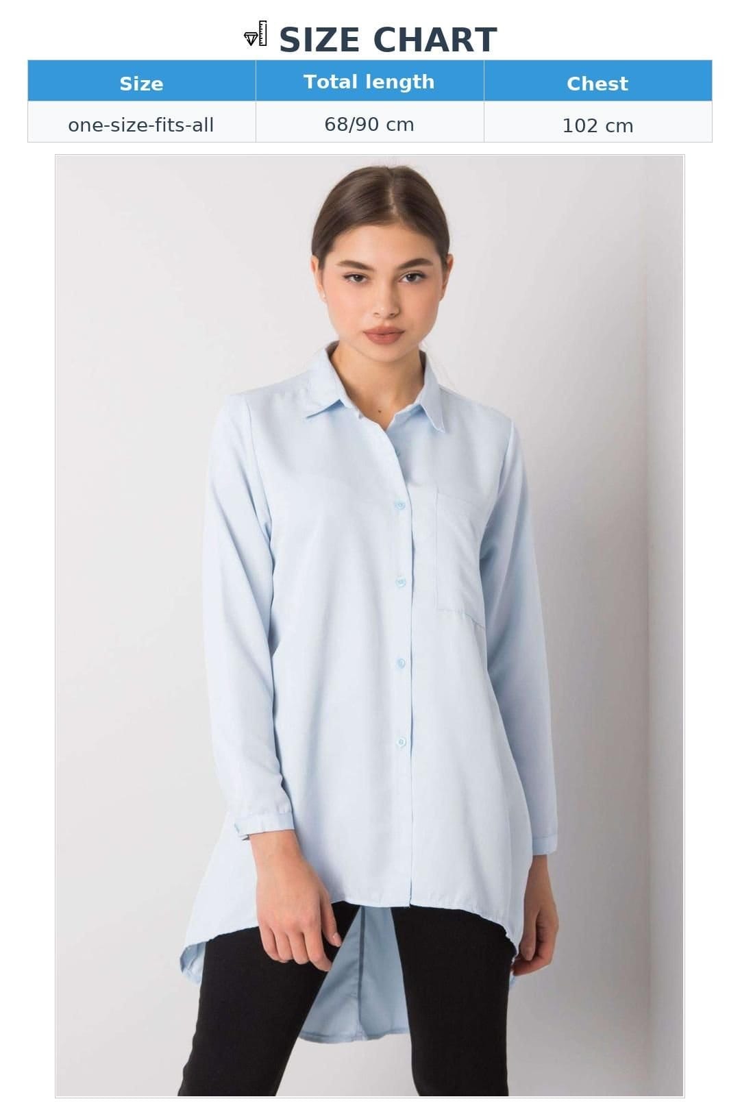 Love Lace Love Lace Women's Long Sleeve Button Down Shirt Longer Back in Blue - 4