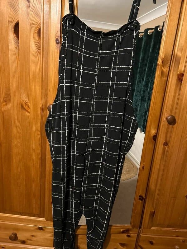 ASOS Design Black check dungarees jumpsuit