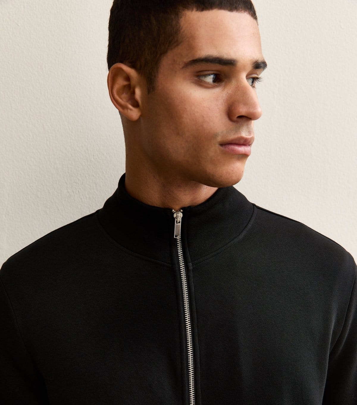 New Look Men's Black Zip Up High Neck Sweatshirt