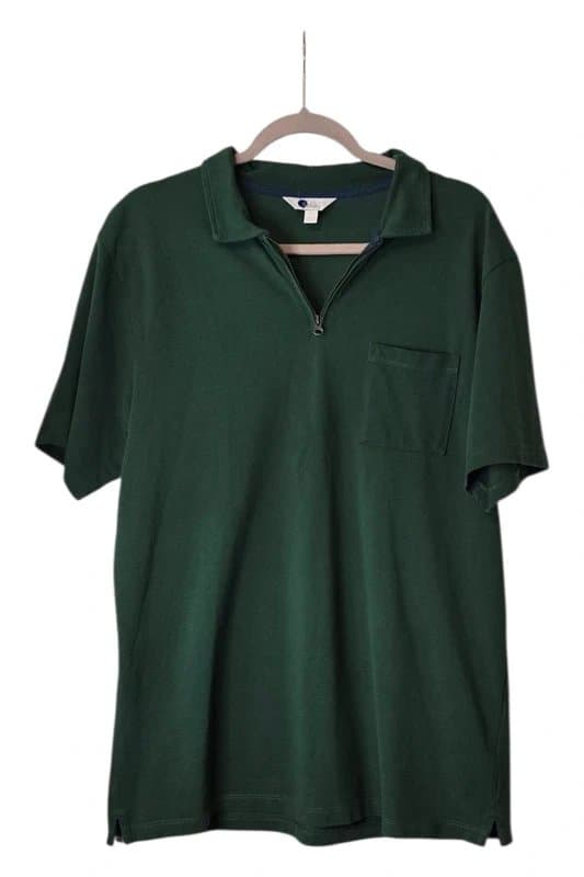 Boden Dark green  short-sleeve zip polo.