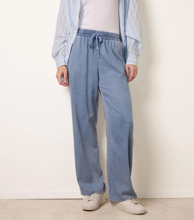 Blue Vanilla Elasticated Waist Wide Leg Jeans - 2