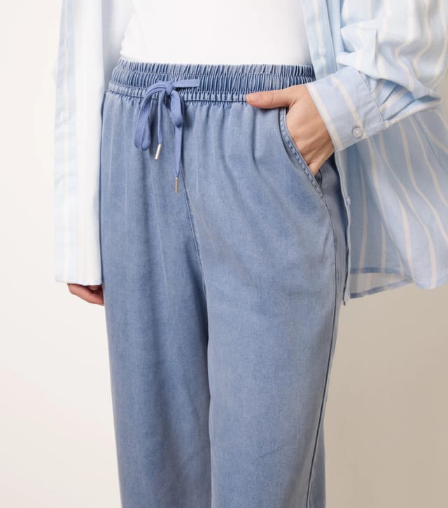 Blue Vanilla Elasticated Waist Wide Leg Jeans - 3