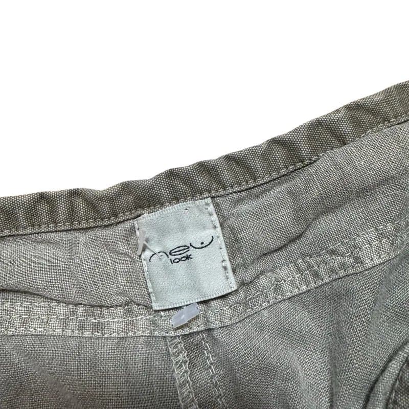 New Look grey linen trousers drawstring size 12 y2k new look vintage w36 l34 pockets