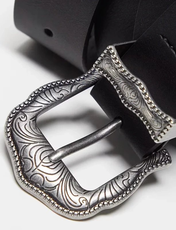 ASOS ASOS wide faux leather belt in black with western details - 1