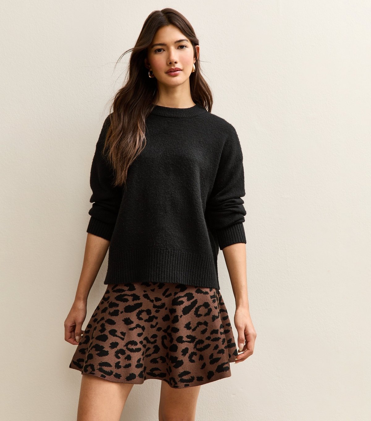 New Look Women's Brown Animal Print Mini Skater Skirt New Look - 3