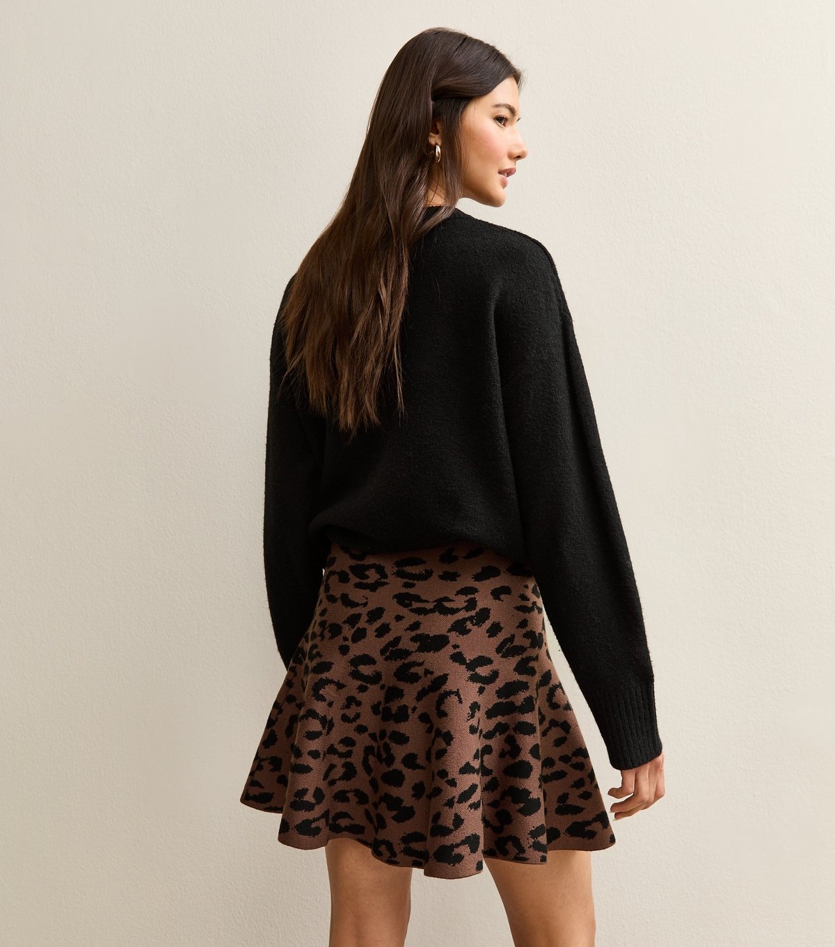 New Look Women's Brown Animal Print Mini Skater Skirt New Look - 4