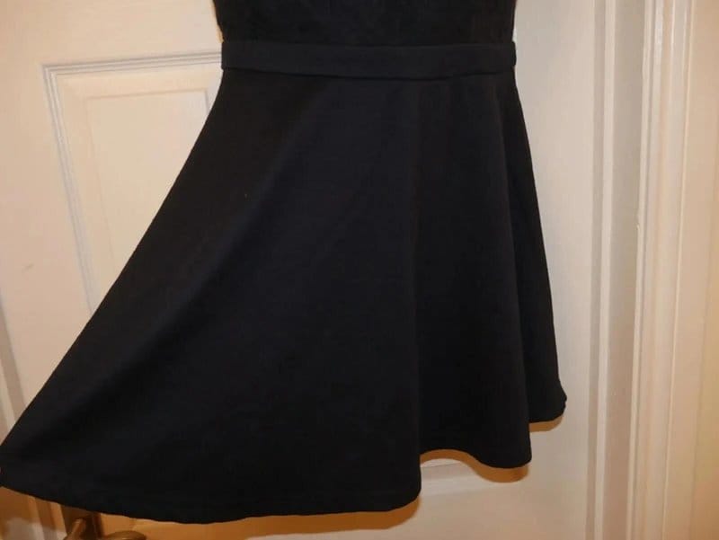 New Look New Look Dress Size 12 Petite Navy Blue Lace Top Skater Style Party Classic - 1