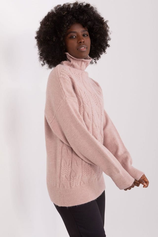 Love Lace Love Lace Women's Textured Acrylic Turtleneck Sweater for Everyday in Pink - 2