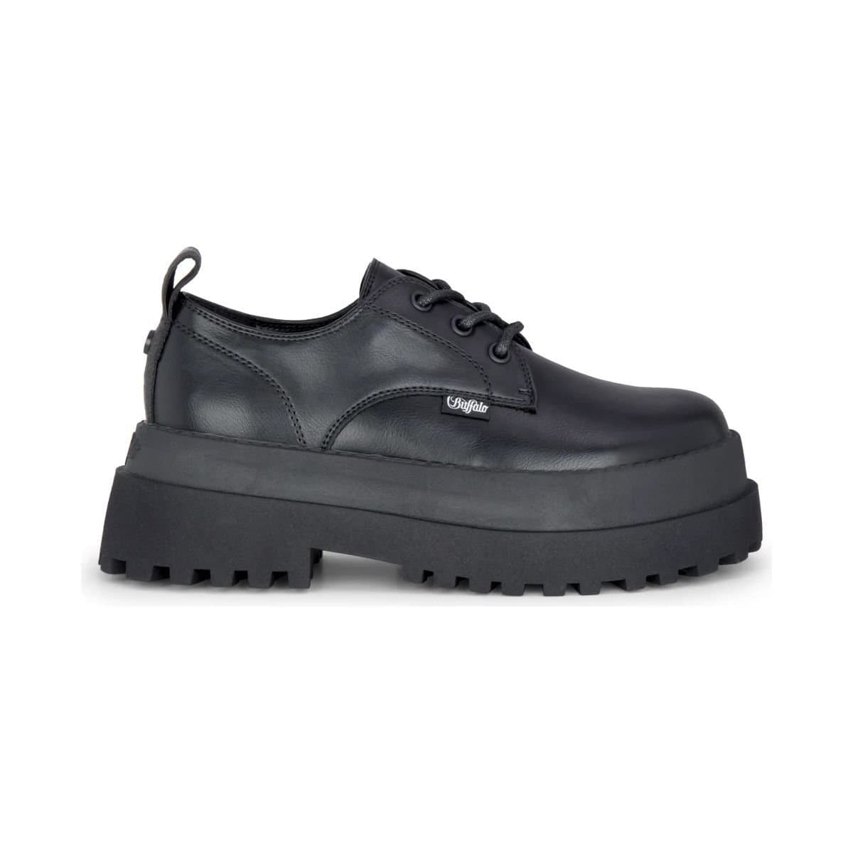 Buffalo Buffalo Black Vegan Nappa Platform Derby Shoes