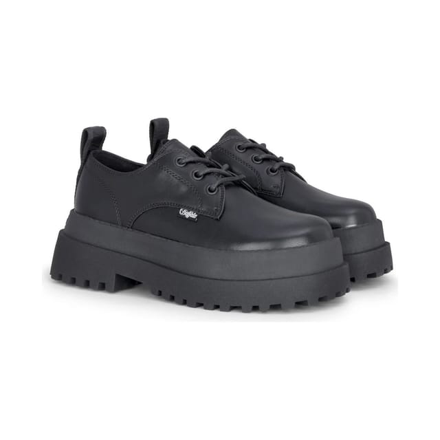 Buffalo Buffalo Women's Pluto Lace Up Vegan Nappa Platform Shoes in Black - 2