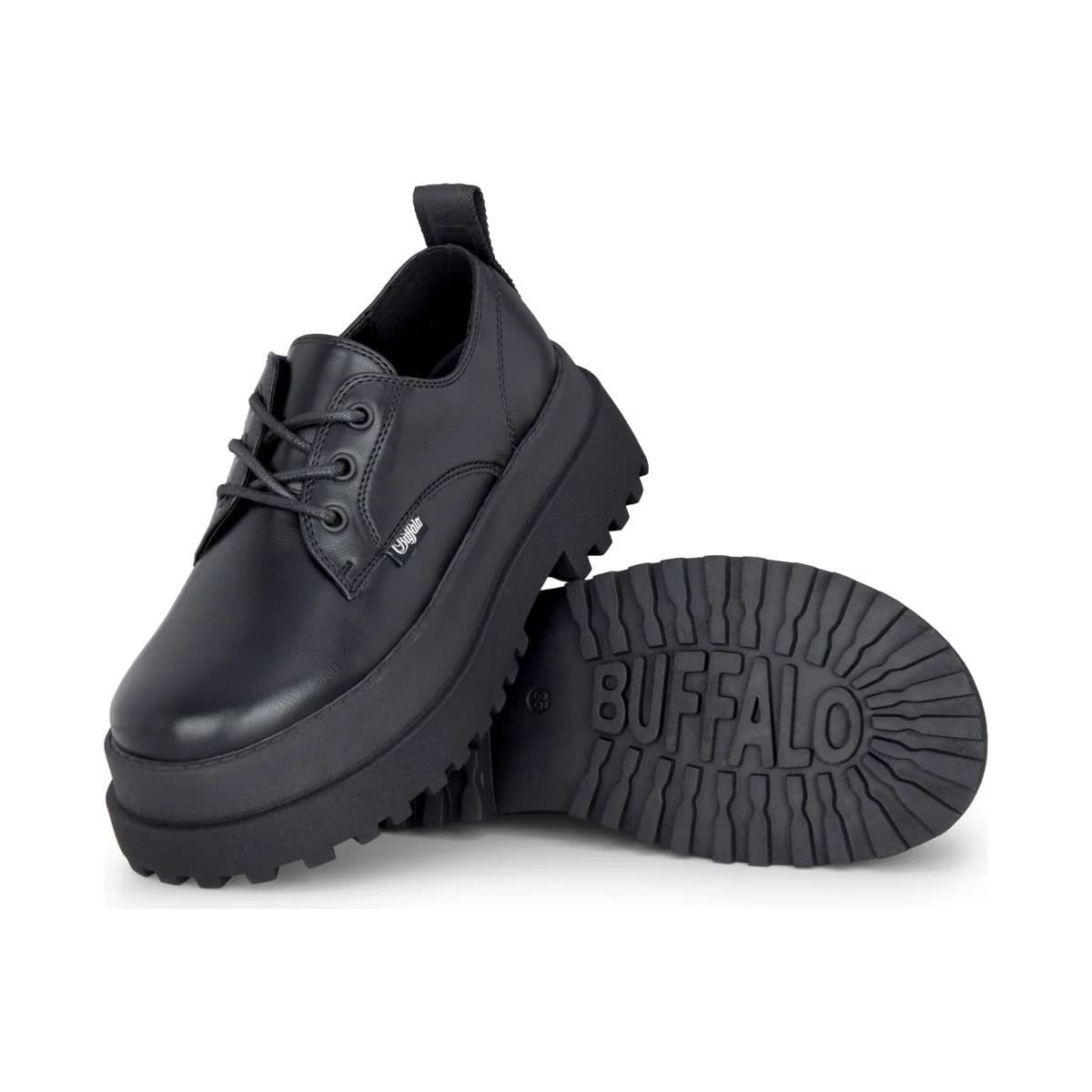 Buffalo Buffalo Women's Pluto Lace Up Vegan Nappa Platform Shoes in Black - 4