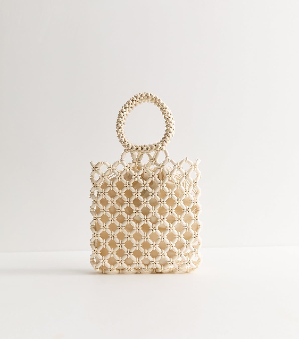 New Look New Look Cream Beaded Top Handle Grab Bag