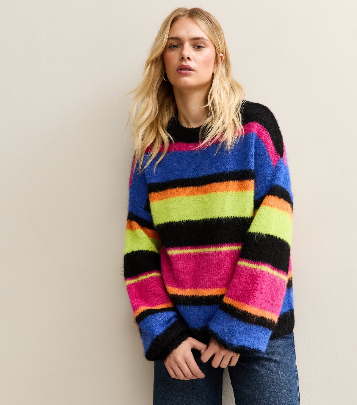 Sunshine Soul Women's Indigo Striped Crew Neck Jumper Sunshine Soul New Look - 2